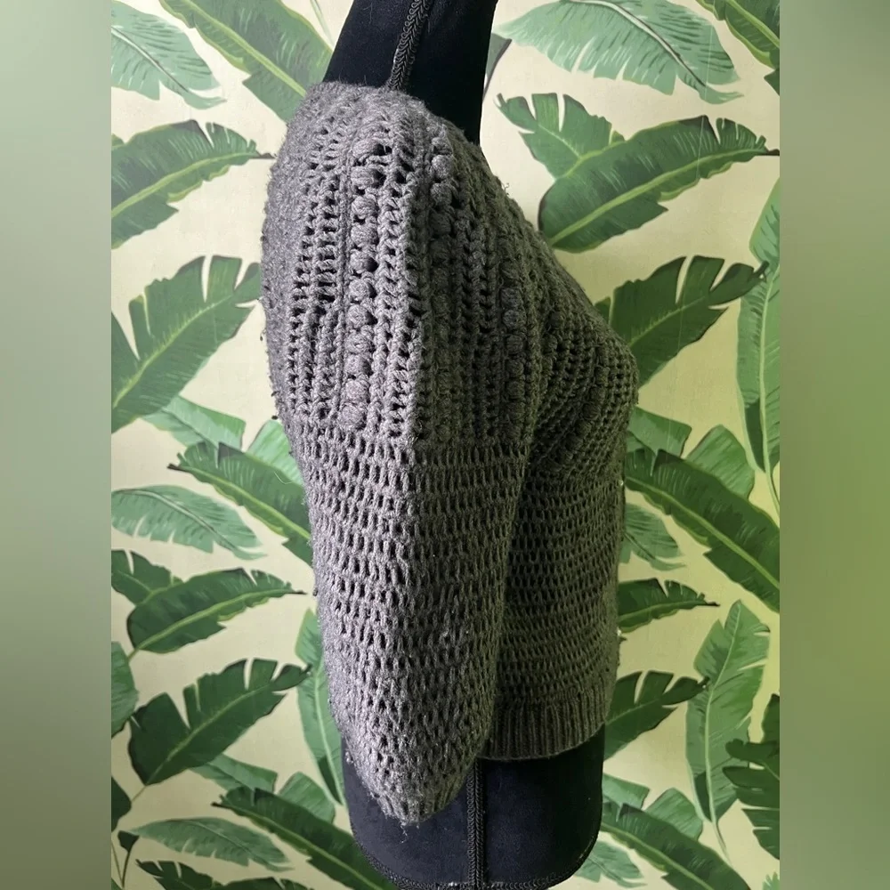 Ann‎ Taylor Womens charcoal gray Merino wool blend cardigan sweater XS